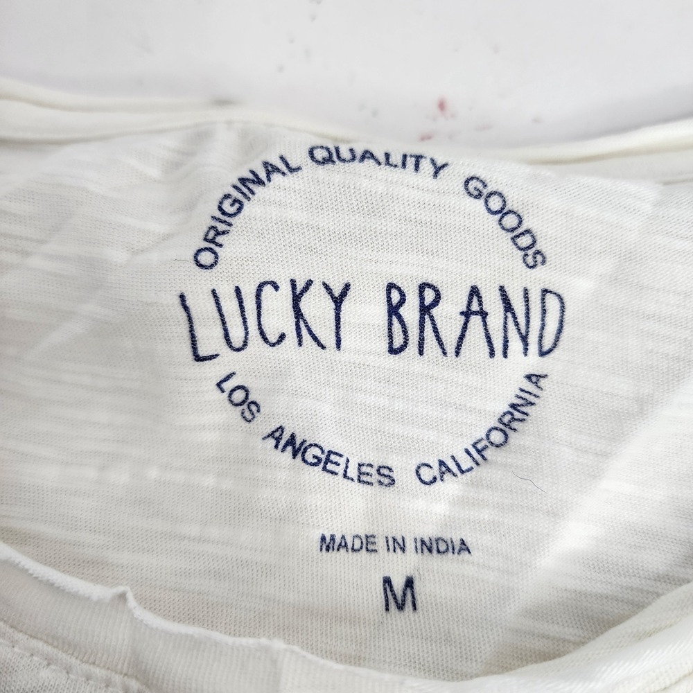 Lucky Brand Tank Top Womens Medium White Blue Embroidered Sleeveless 7W82461 - Picture 5 of 7